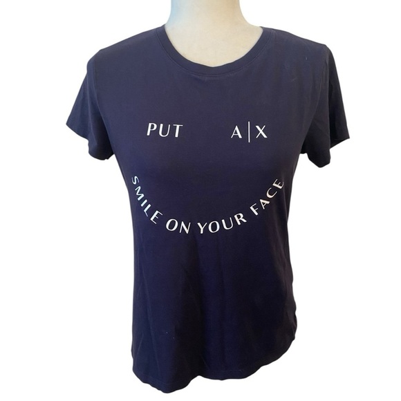Armani Exchange Smiley Face Logo Womens T-shirt - Picture 1 of 6